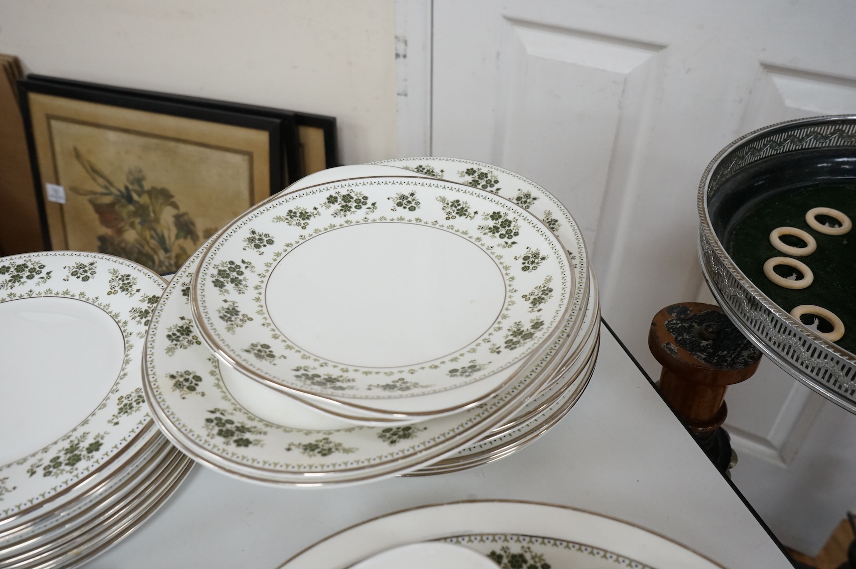 A Royal Doulton Valley Green dinner, tea and coffee service, largest 34cm wide